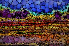 Farbiges Mosaik, bestehend aus vielen kleinen, unregelmäßig geformten Steinchen. Farbiges Mosaik, bestehend aus vielen kleinen, unregelmäßig geformten Steinchen.
