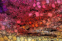 Farbiges Mosaik, bestehend aus vielen kleinen, unregelmäßig geformten Steinchen. Farbiges Mosaik, bestehend aus vielen kleinen, unregelmäßig geformten Steinchen.
