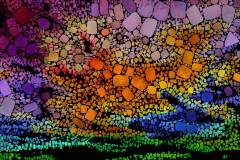 Farbiges Mosaik, bestehend aus vielen kleinen, unregelmäßig geformten Steinchen. Farbiges Mosaik, bestehend aus vielen kleinen, unregelmäßig geformten Steinchen.
