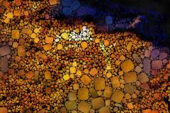 Farbiges Mosaik, bestehend aus vielen kleinen, unregelmäßig geformten Steinchen. Farbiges Mosaik, bestehend aus vielen kleinen, unregelmäßig geformten Steinchen.