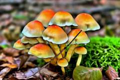 Mushroom photography in a "photo-to-art" style—the little forest dwellers in the shade of the undergrowth. Pilz Fotografie im Photo-To-Art Stil. die kleinen Waldbewohner im Schatten des Unterholzes.